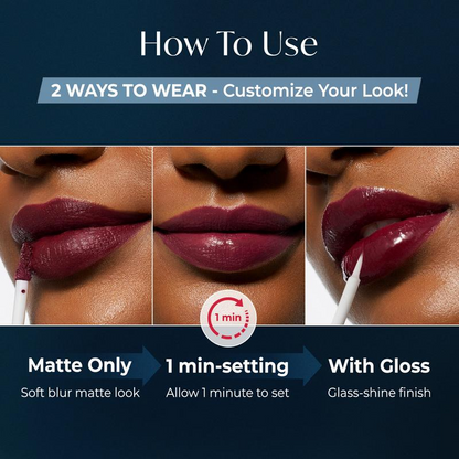 Tombrace Perfect Twin Lip — Dual-Ended Liquid Lipstick with Velvet Matte Color and Glossy Shine