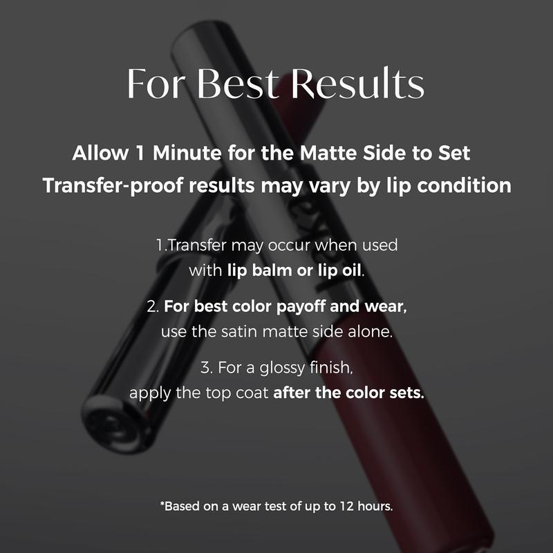Tombrace Perfect Twin Lip — Dual-Ended Liquid Lipstick with Velvet Matte Color and Glossy Shine