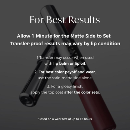 Tombrace Perfect Twin Lip — Dual-Ended Liquid Lipstick with Velvet Matte Color and Glossy Shine