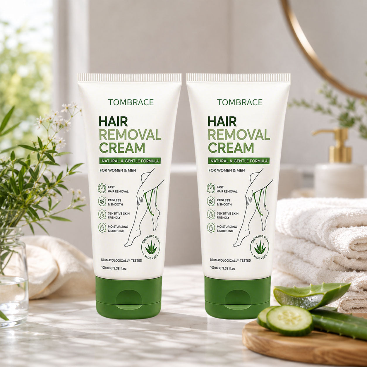 Tombrace Natural Gentle Hair Removal Cream | For Women & Men, Sensitive Skin