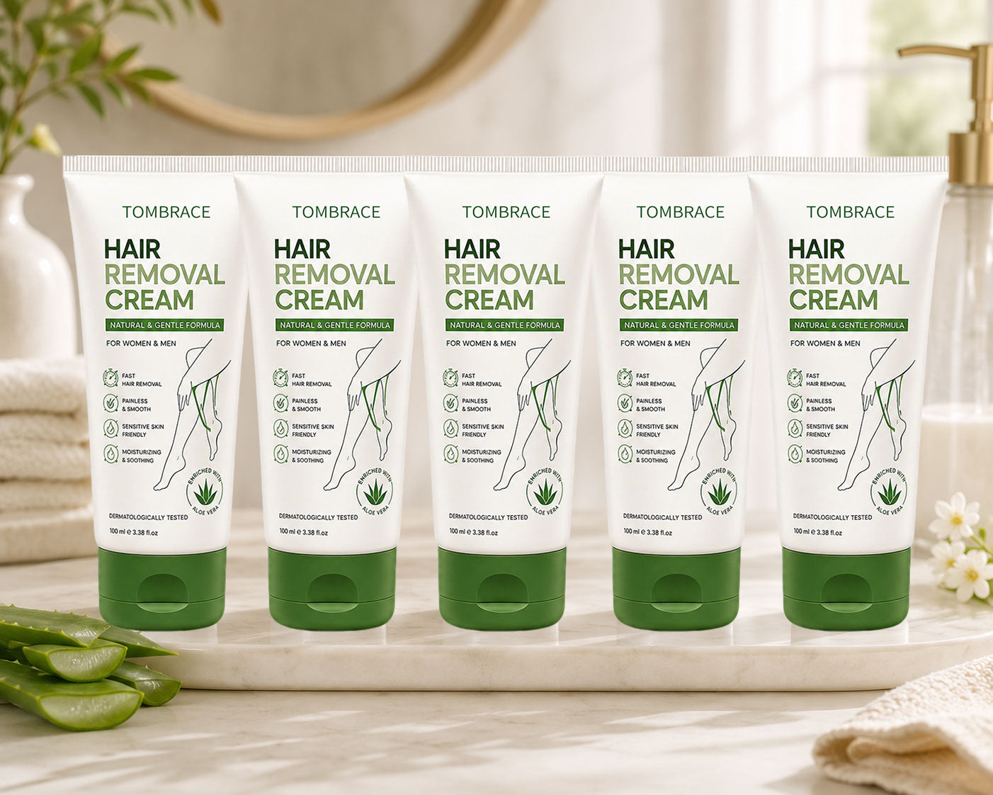 Tombrace Natural Gentle Hair Removal Cream | For Women & Men, Sensitive Skin